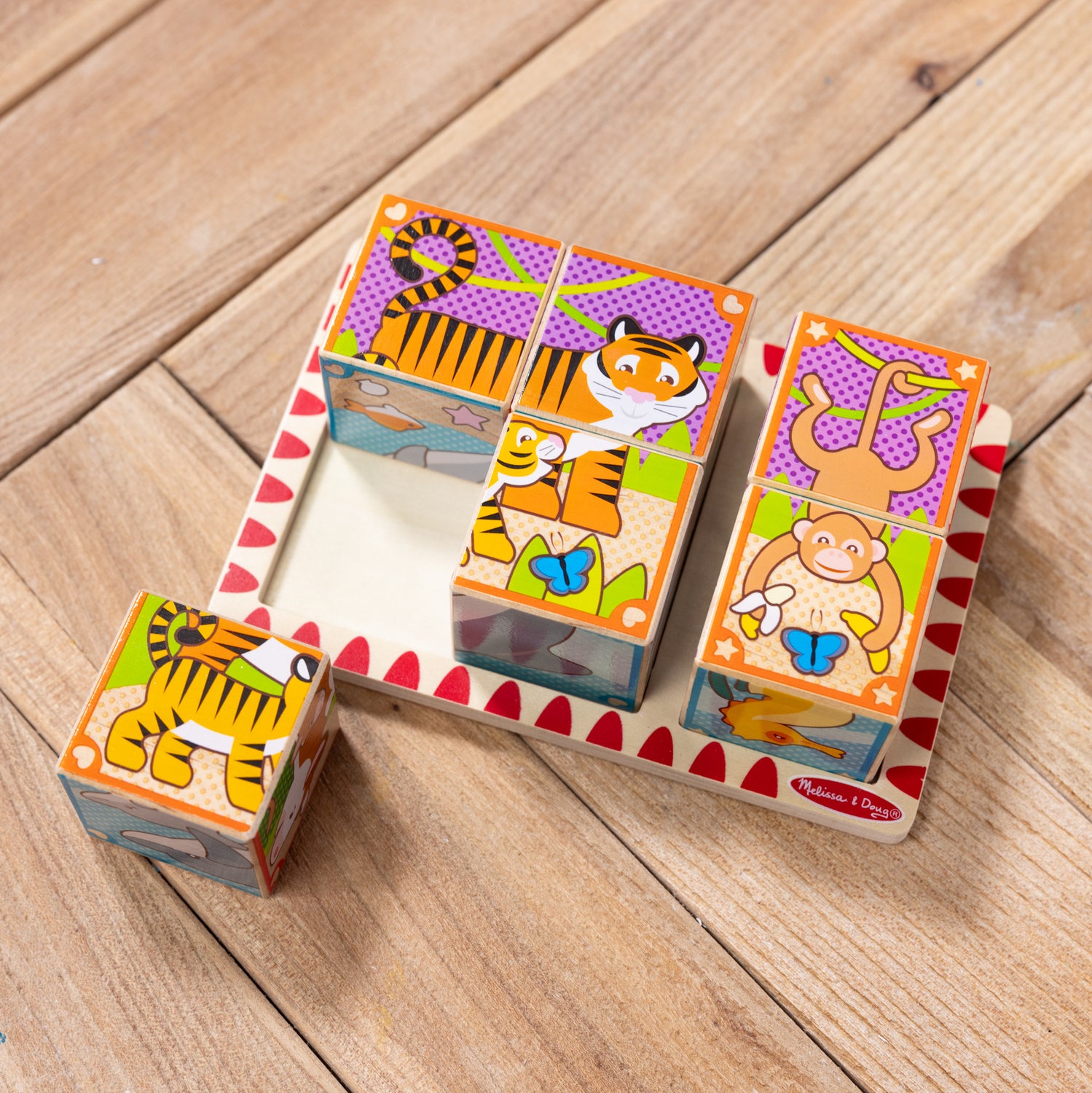 2 in 1 Wooden Cube Puzzle - Animals