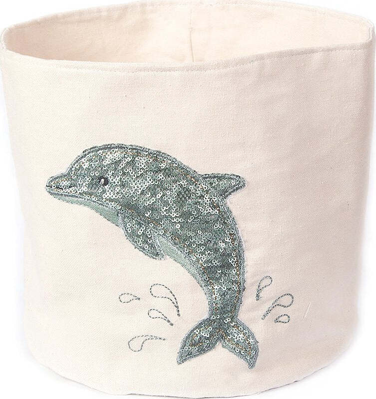 Sequin Dolphin Medium Canvas Storage Bin