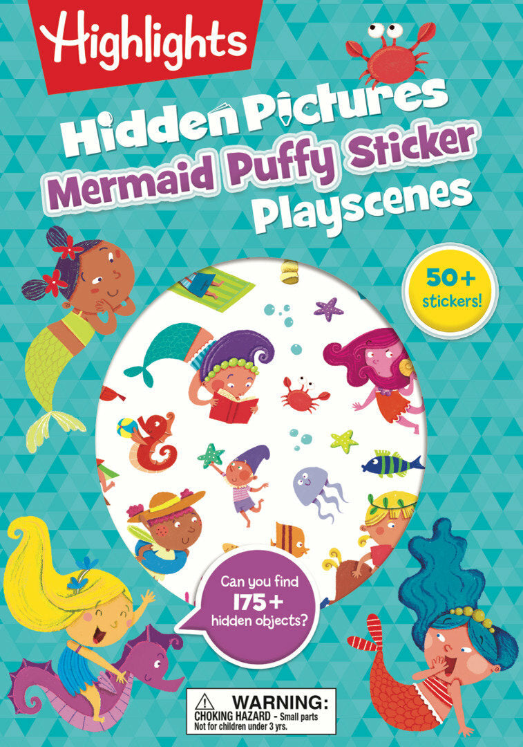 Mermaid Hidden Pictures Puffy Sticker Playscenes: Best Mermaid Gift for Kids 3-6 with Mazes, Matching Games, Mermaid Crafts & Over 50 Mermaid Stickers