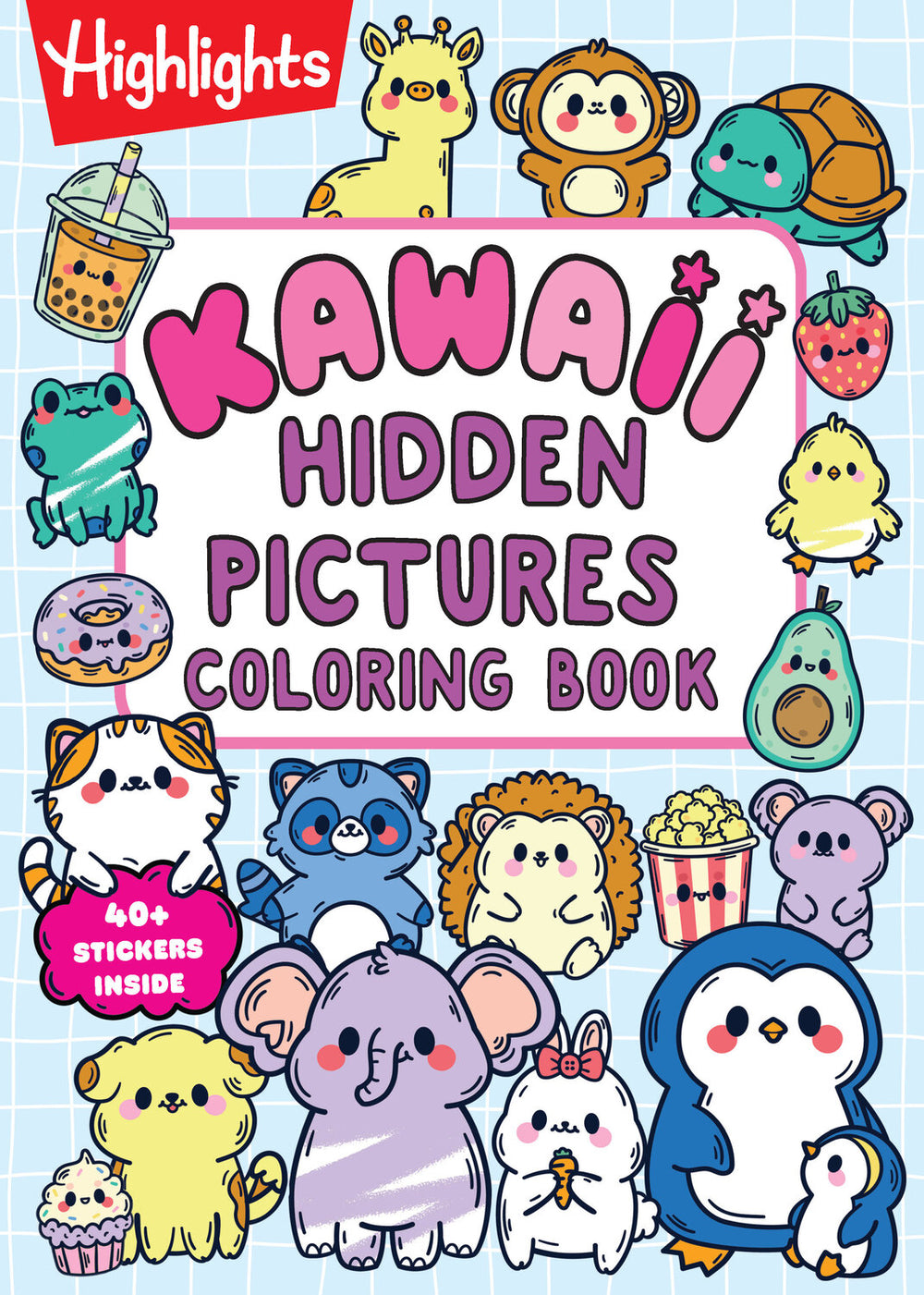 Kawaii Hidden Pictures Coloring Book: Cozy Coloring and Kids Puzzle Book with Over 40 Kawaii Stickers to Decorate, 90-Page Interactive Sticker Activity Book for Kids 6-9