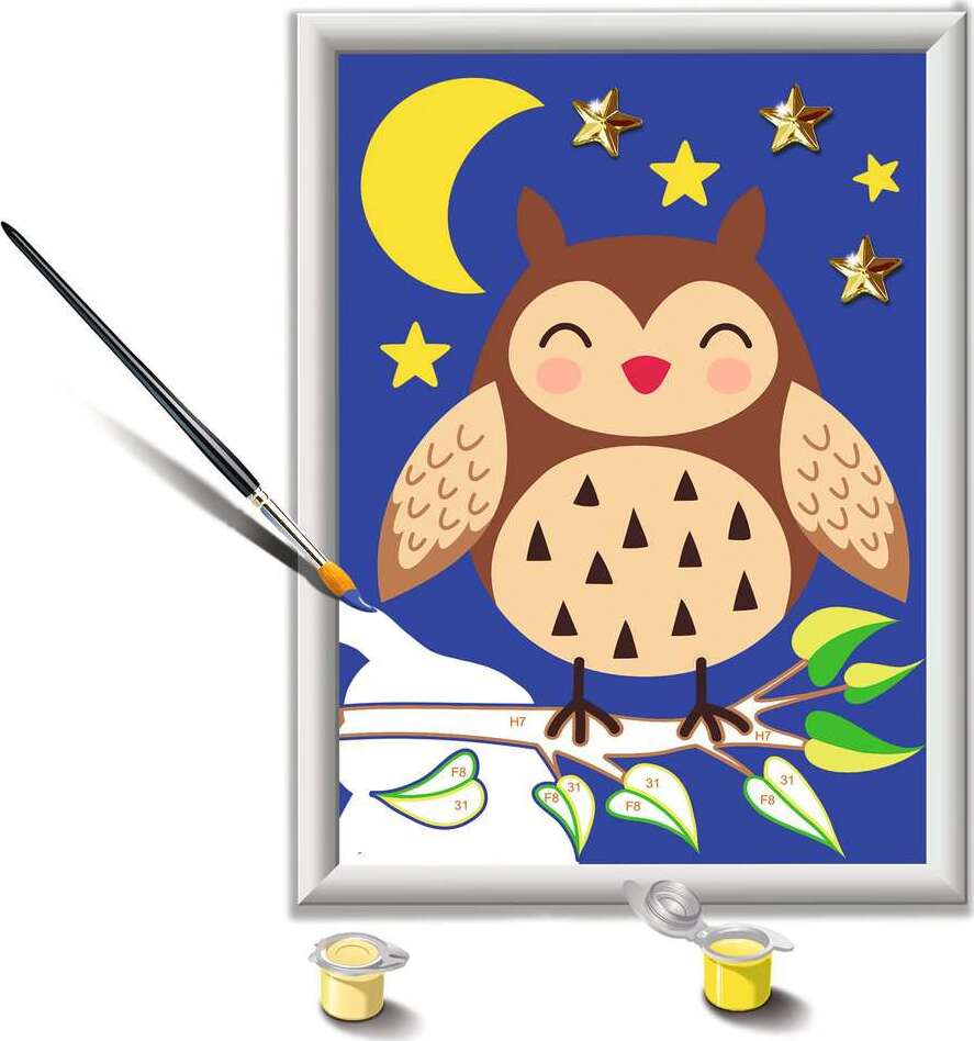 CreArt CreArt PBN Cute Owl - Paint by numbers for kids 7 years up