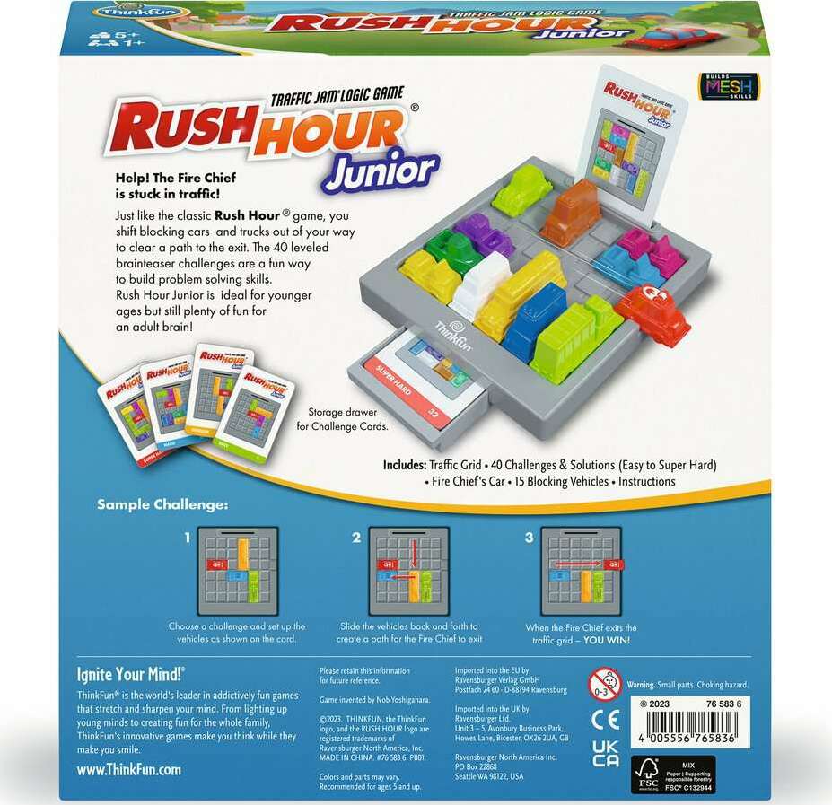 Rush Hour Traffic Jam Logic Game – Strategy Puzzle For Kids – Educational Toy Gift