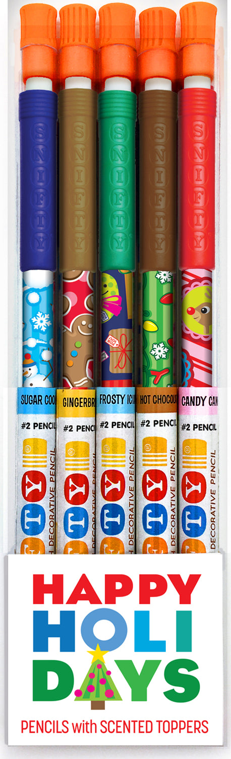 Happy Holidays Scented Pencil Toppers 5 pk