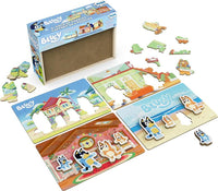 Bluey Wooden Puzzles with Bingo, Mum, and Dad Characters