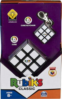 Rubik's: Classic Cube Pack - Classic 3x3 Cube with Keychain Accessory