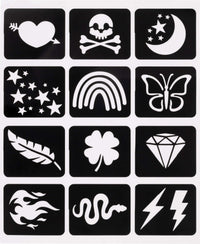 Metallic Tattoo Flair 10 Tattoo Markers + 12 Stencils