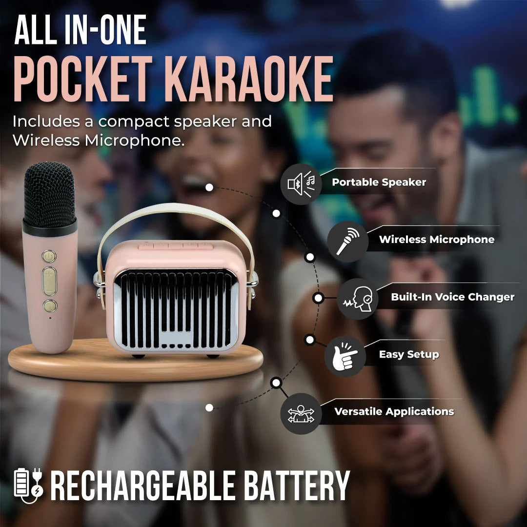 Pocket Karaoke-Microphone and Speaker Combo-Pink