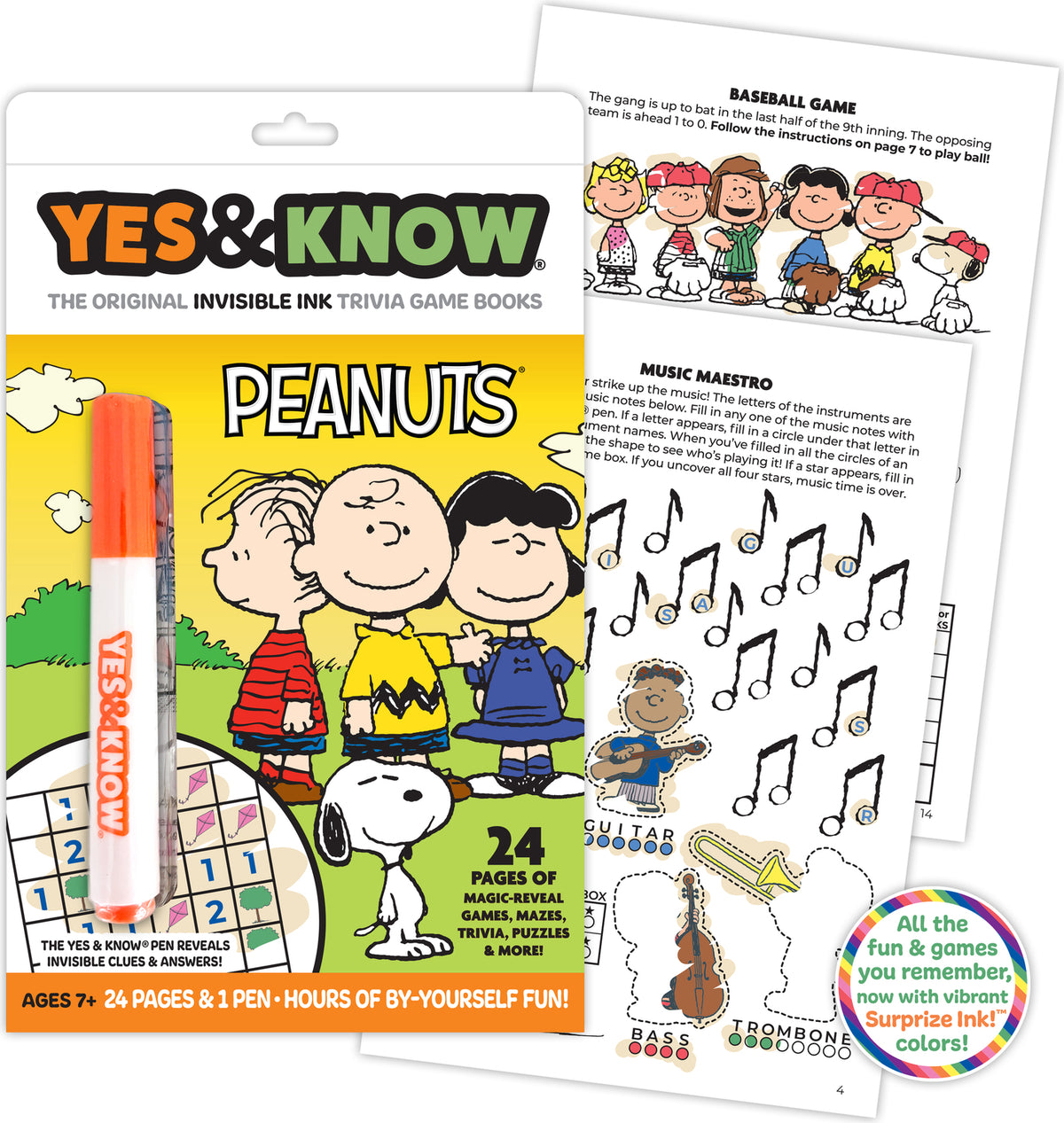 The Original Yes and Know Invisible Ink Trivia Game Books: Peanuts