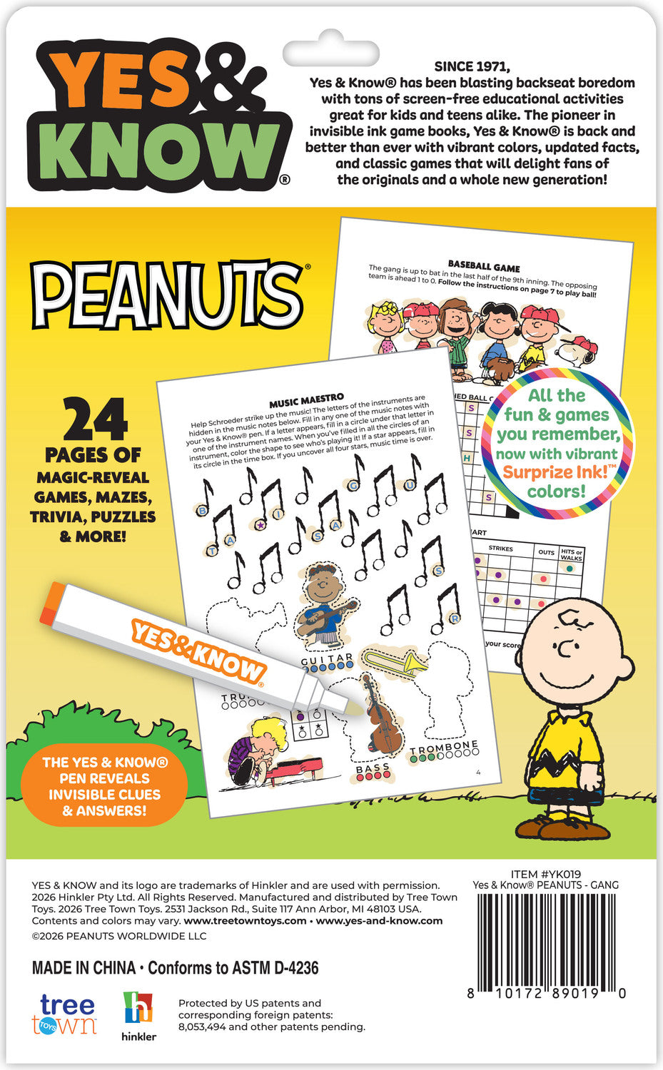 The Original Yes and Know Invisible Ink Trivia Game Books: Peanuts