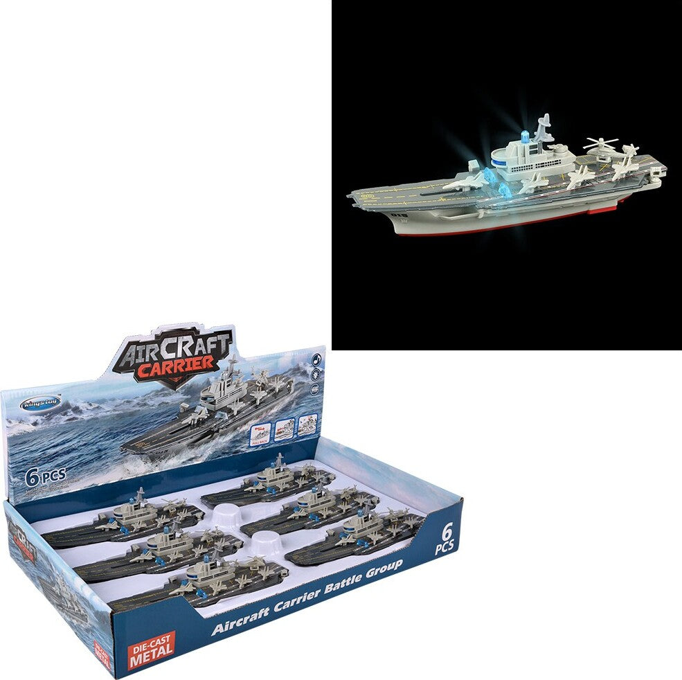 8.5" Diecast Pull Back Air Craft Carrier with Light and Sound
