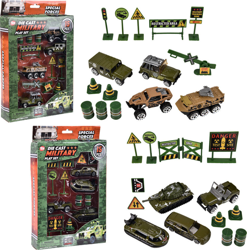 15pc Die-cast Military Play Set