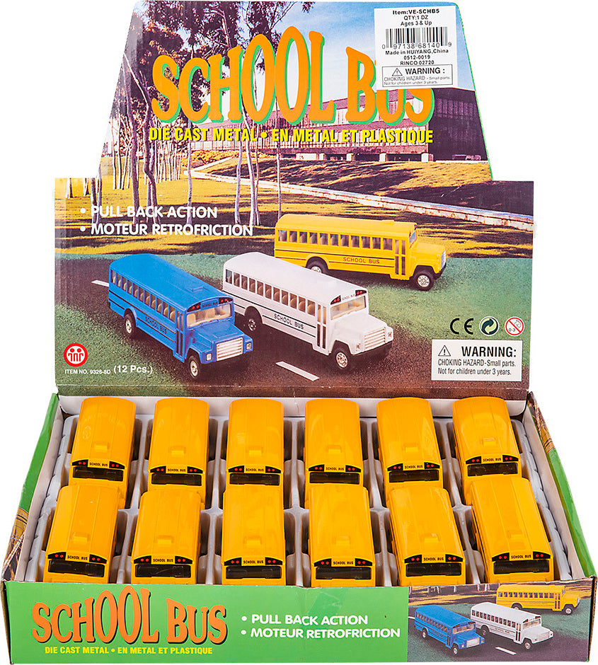 5" Die-cast Pull Back School Bus