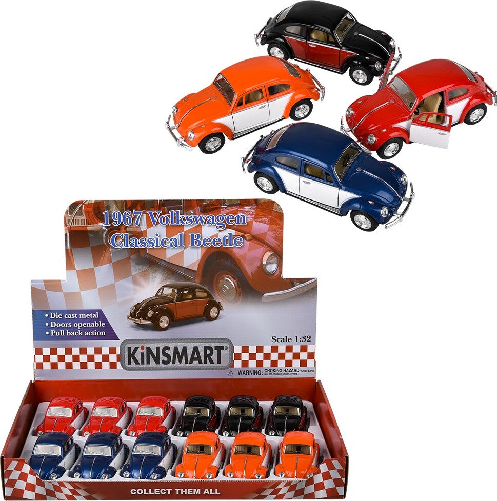 5" Diecast Pull Back 1967 VW Classic Beetle-Color Door