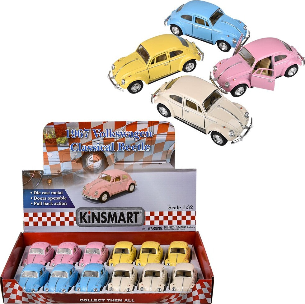 5" Diecast Pull Back 1967 VW Classic Beetel-Pastel Colors