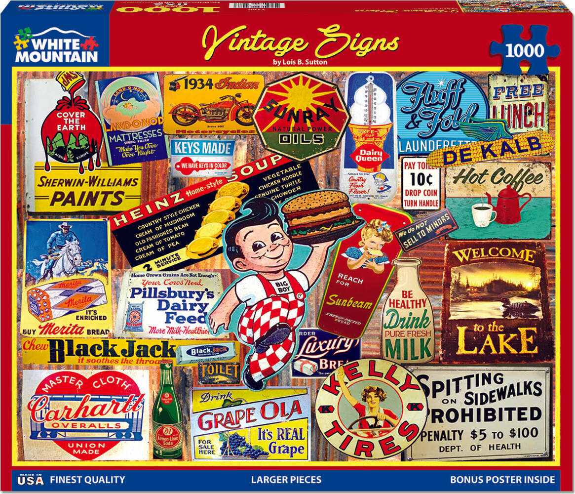 Vintage Signs - 1000 Piece - White Mountain Puzzles