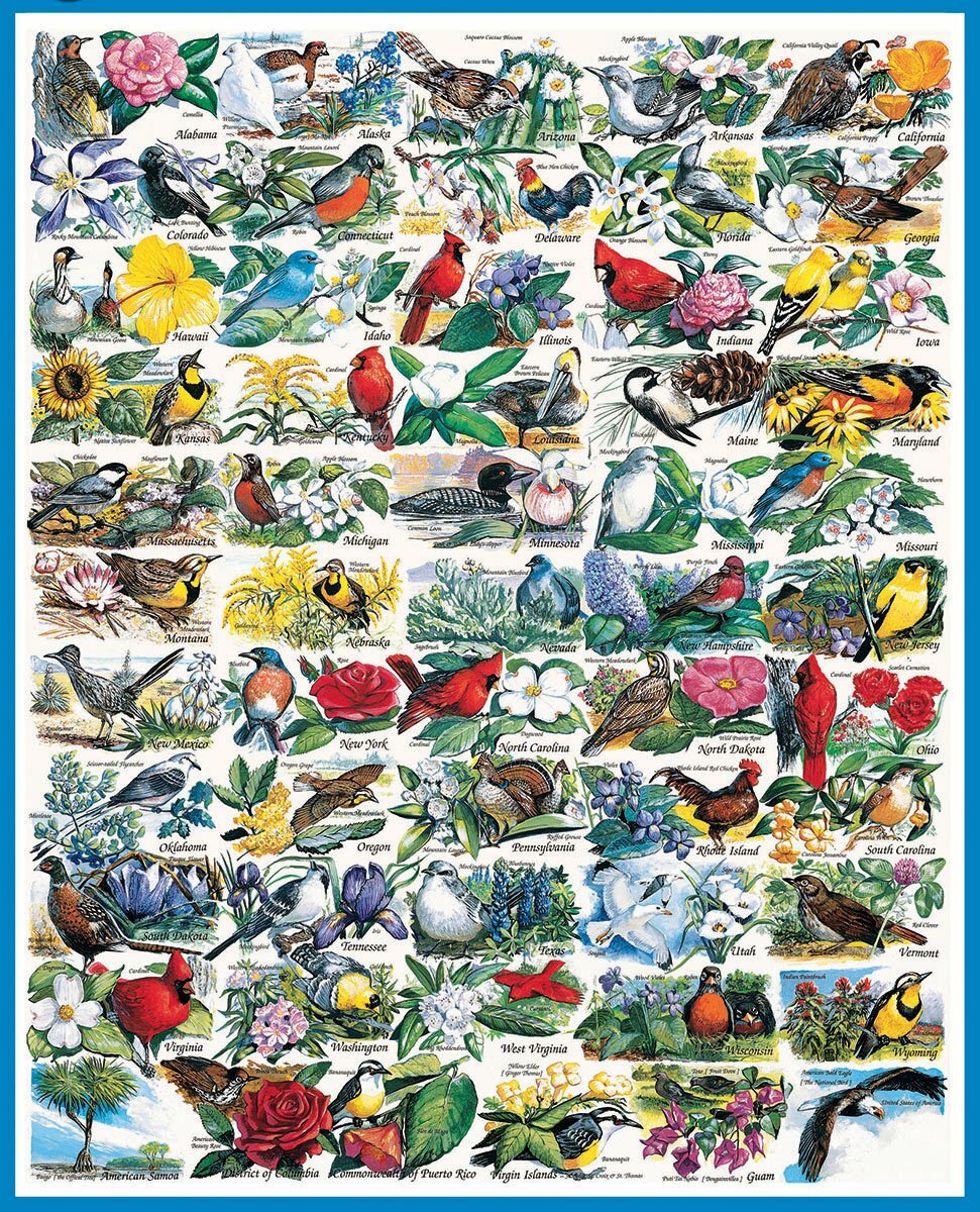 State Birds & Flowers - 1000 Piece - White Mountain Puzzles