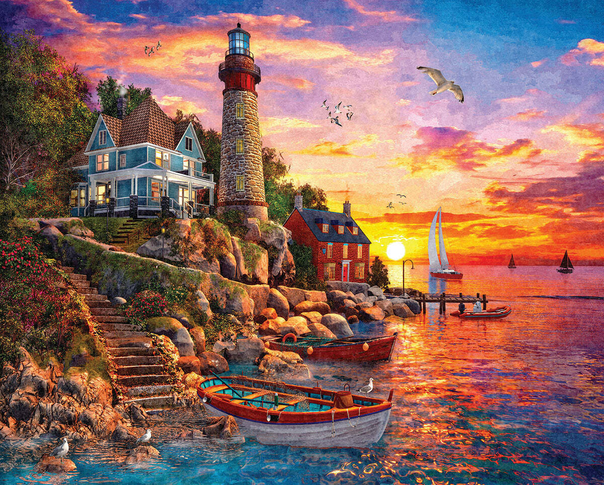 Lighthouse Sunset - 1000 Piece - White Mountain Puzzles