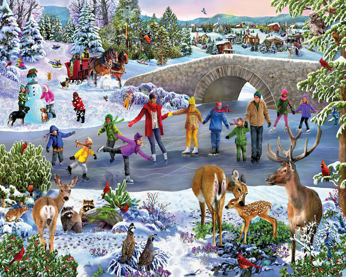 Skating Pond - Seek and Find - 1000 Piece Jigsaw Puzzle