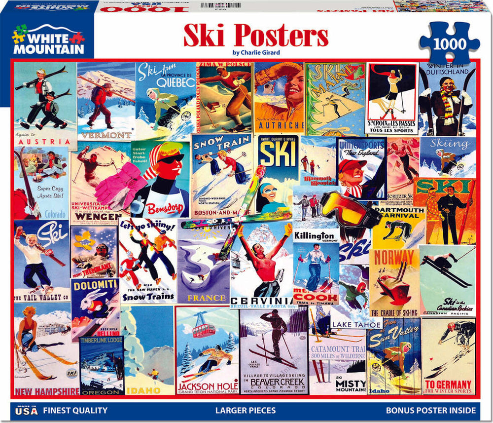 Ski Posters - 1000 Piece - White Mountain Puzzles