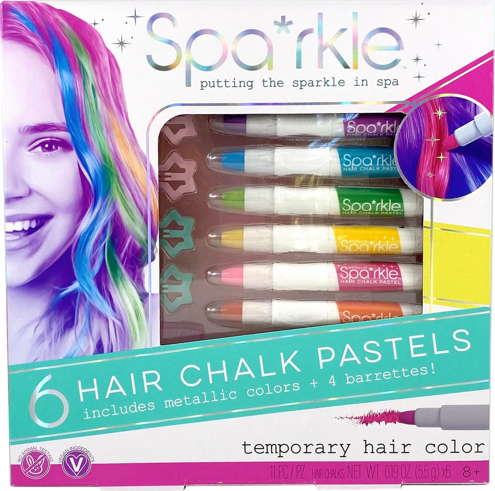 Sparkle Hair Chalk Pastels And Barrettes Set