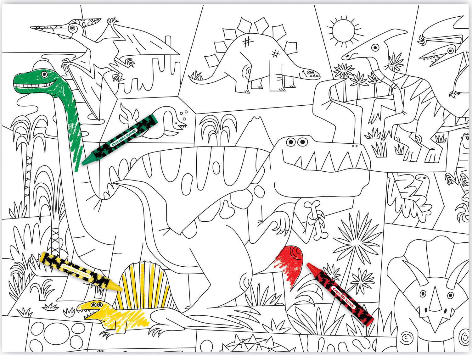 Color a Poster with Crayons - Dinosaur