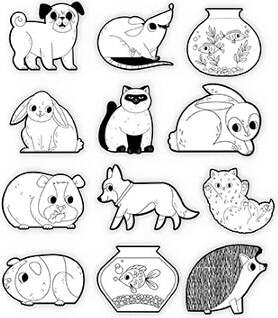 Coloring Stickers - Playful Pets