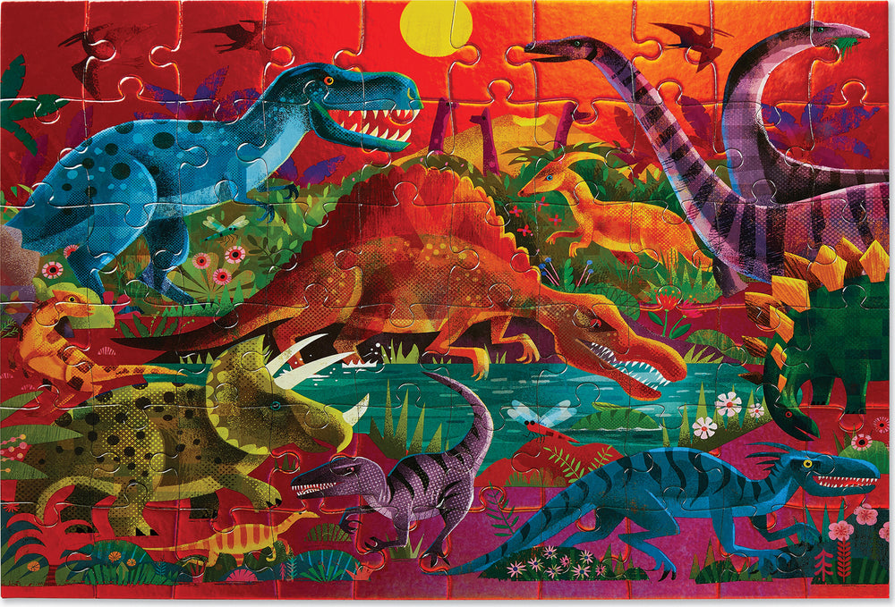 60-pc Foil Puzzle - Dazzling Dinosaurs