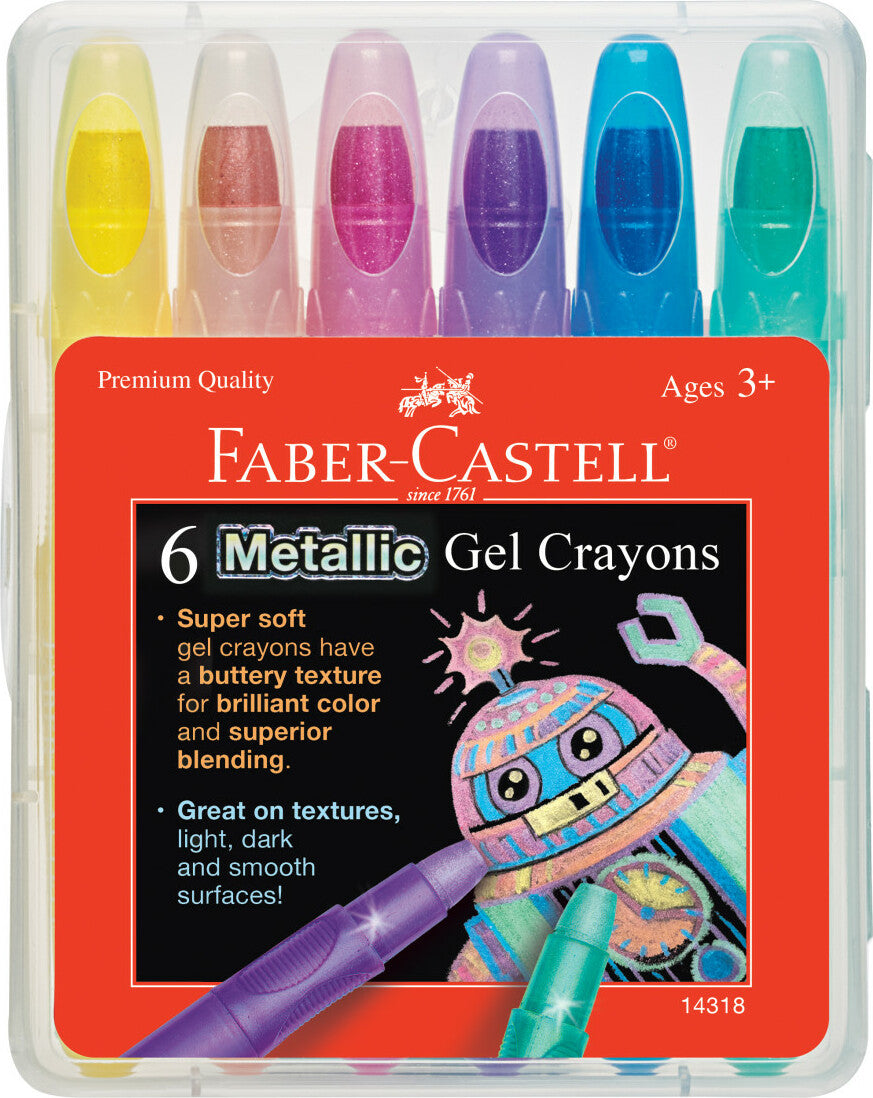 6 Metallic Gel Crayons in Storage Case