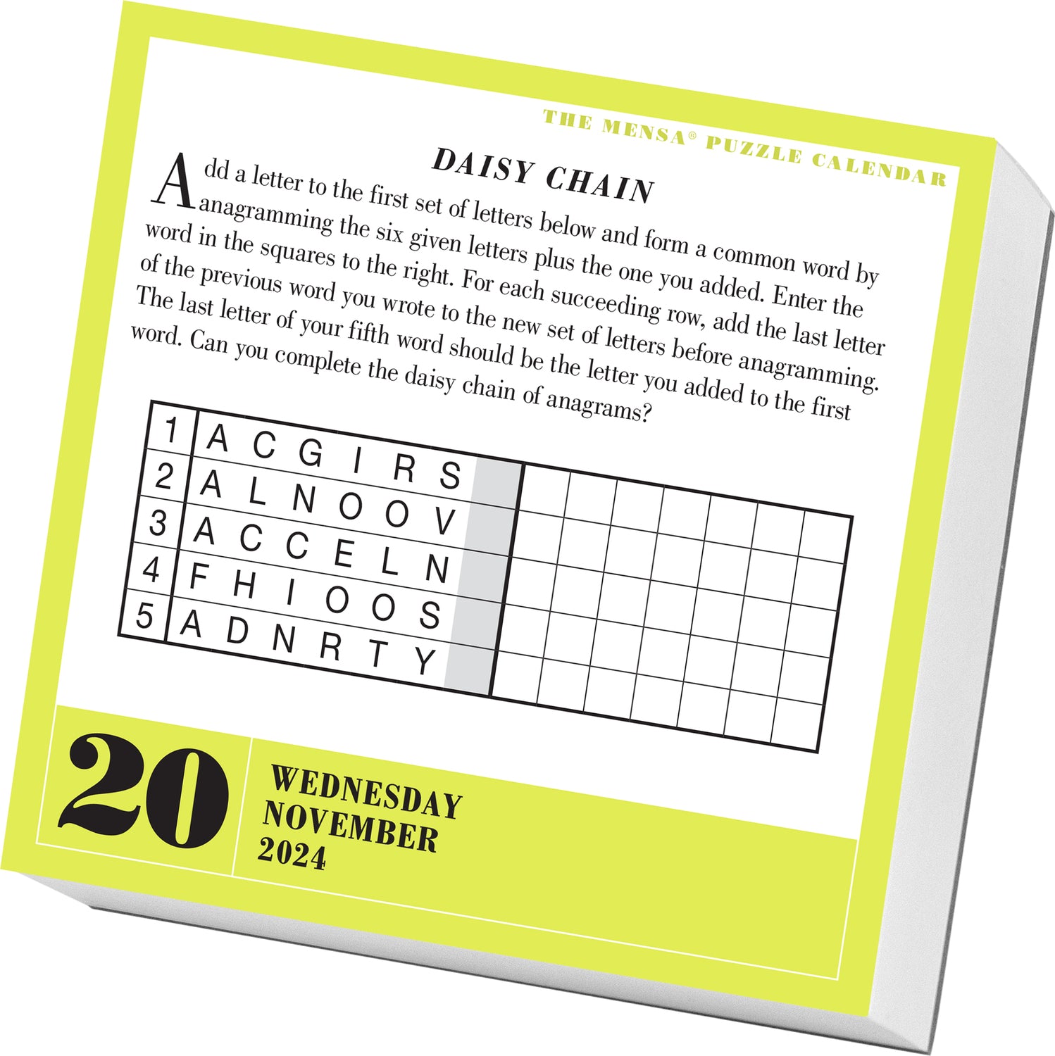 Mensa® 365 Brain Puzzlers PageADay Calendar 2024 Word Puzzles, Logi