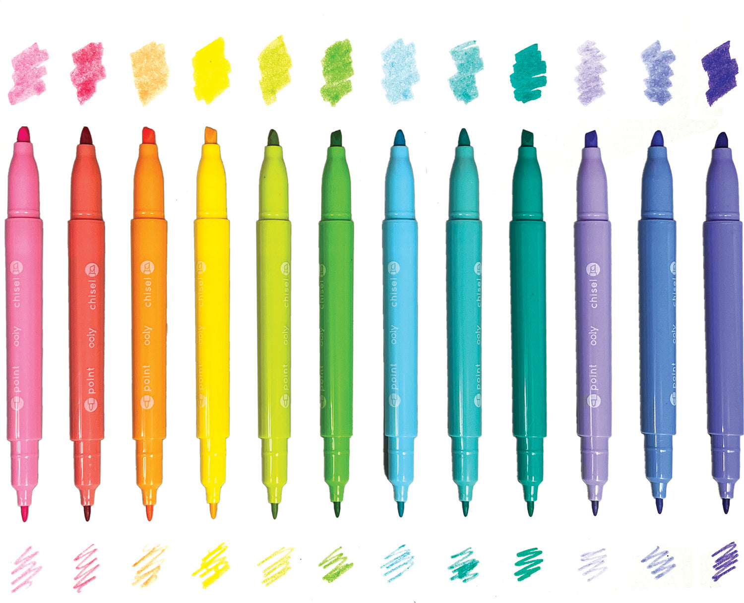 OOLY Stamp-A-Doodle Double-Ended Markers (Set of 12 w/ 9 Colors)