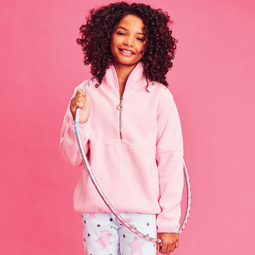 Pink Half Zip Fleece Pullover (Large)