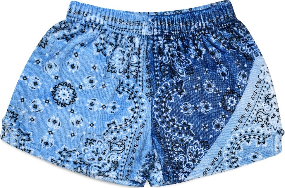 Bandana Denim Plush Shorts (Large)