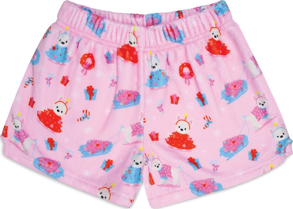 Merry Woof-Mas Plush Shorts (X-Small)