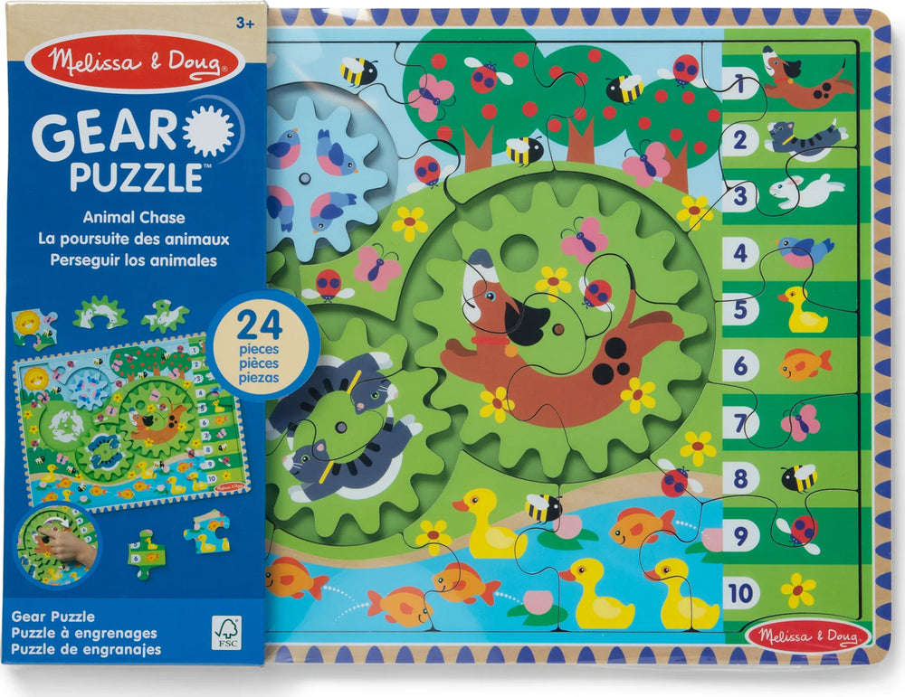 Animal Chase I-Spy Wooden Gear Puzzle