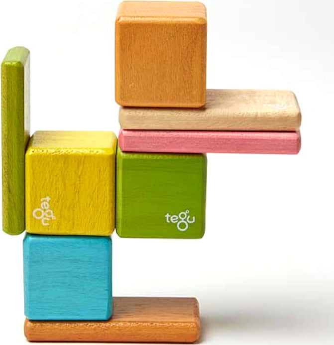 Original Tegu Pocket Pouch Magnetic Wooden Blocks - TINTS (8 pcs)