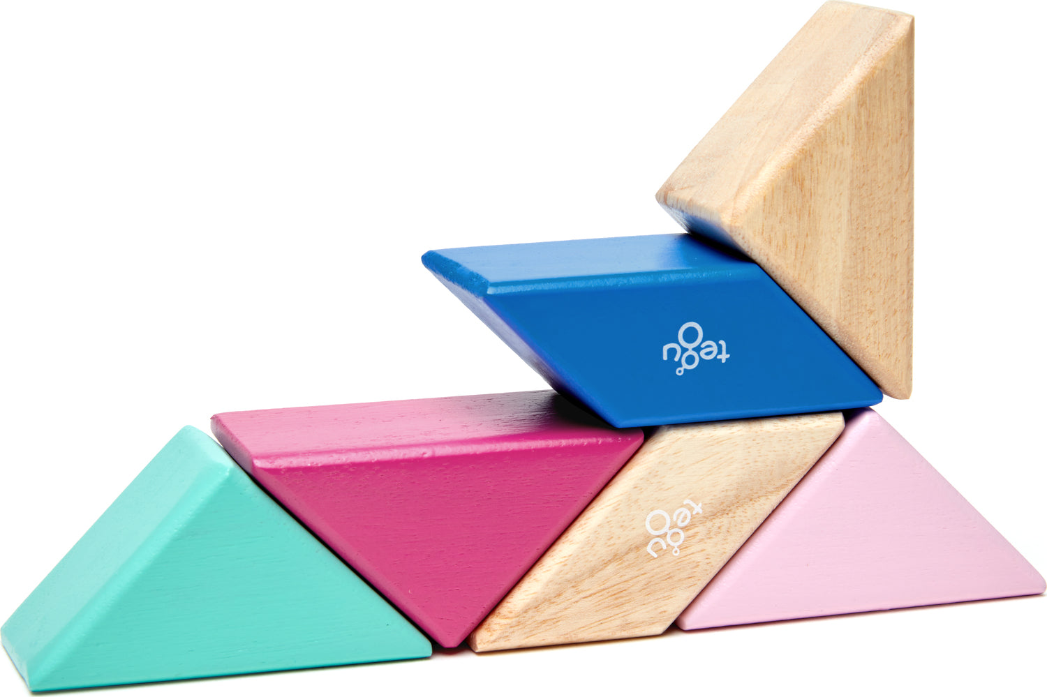 Tegu Pocket Pouch Prism Magnetic Wooden Block Set, BLOSSOM - 6 Piece