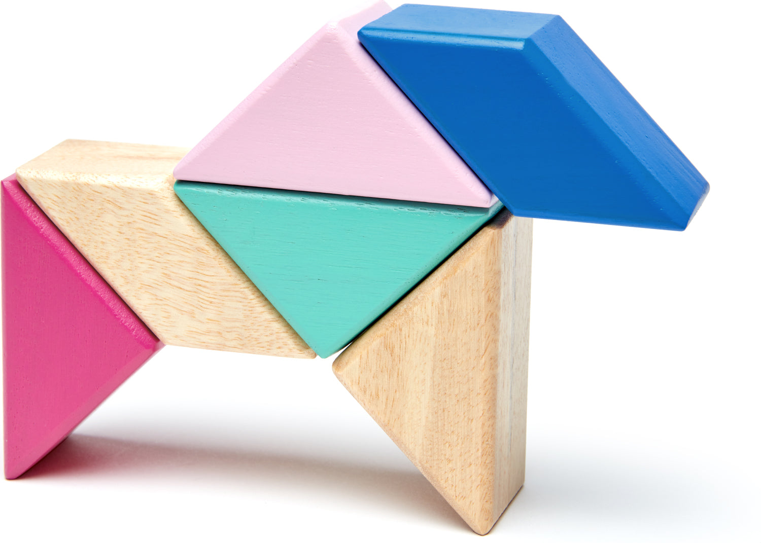 Tegu Pocket Pouch Prism Magnetic Wooden Block Set, BLOSSOM - 6 Piece