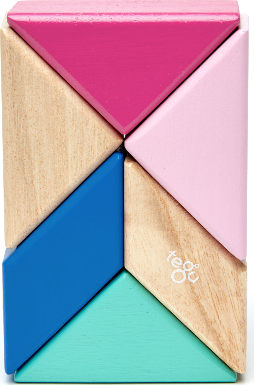 Tegu Pocket Pouch Prism Magnetic Wooden Block Set, BLOSSOM - 6 Piece