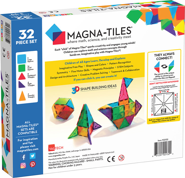 Magna-Tiles® Clear Colors 32 Piece Set – The Toy Maven