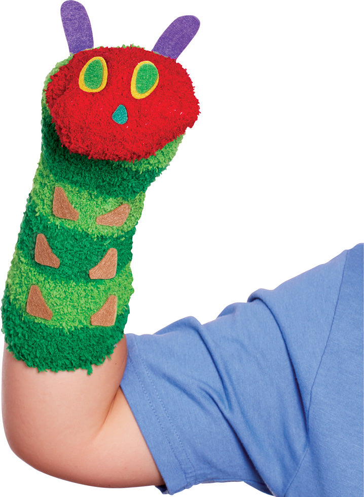 The Very Hungry Caterpillar - Libro Per Bambini Con Burattini (Bruco E Farfalla) - Set Con Sacchetto Di Velluto Rosso