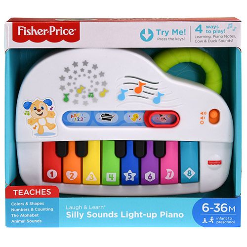 Fisher-Price Laugh & Learn Silly Sounds Light-up Piano in open box