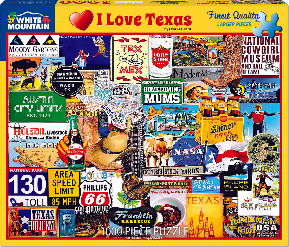 I Love Texas - 1000 Piece - White Mountain Puzzles